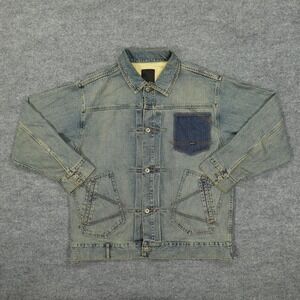 Vintage Sean John Jacket Mens Large Blue Denim Contrast Pocket Streetwear